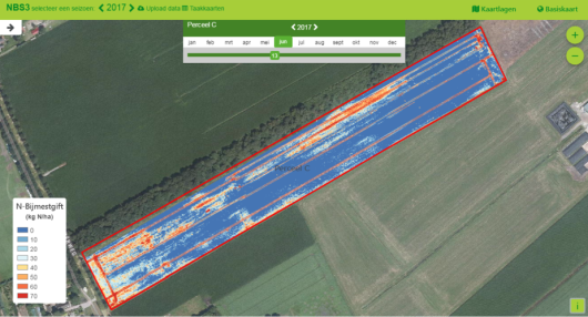 Figure 3: This figure shows the additional fertilizer advice calculated on the basis of the field data and current weather. Figure 3: This figure shows the additional fertilizer advice calculated on the basis of the field data and current weather.