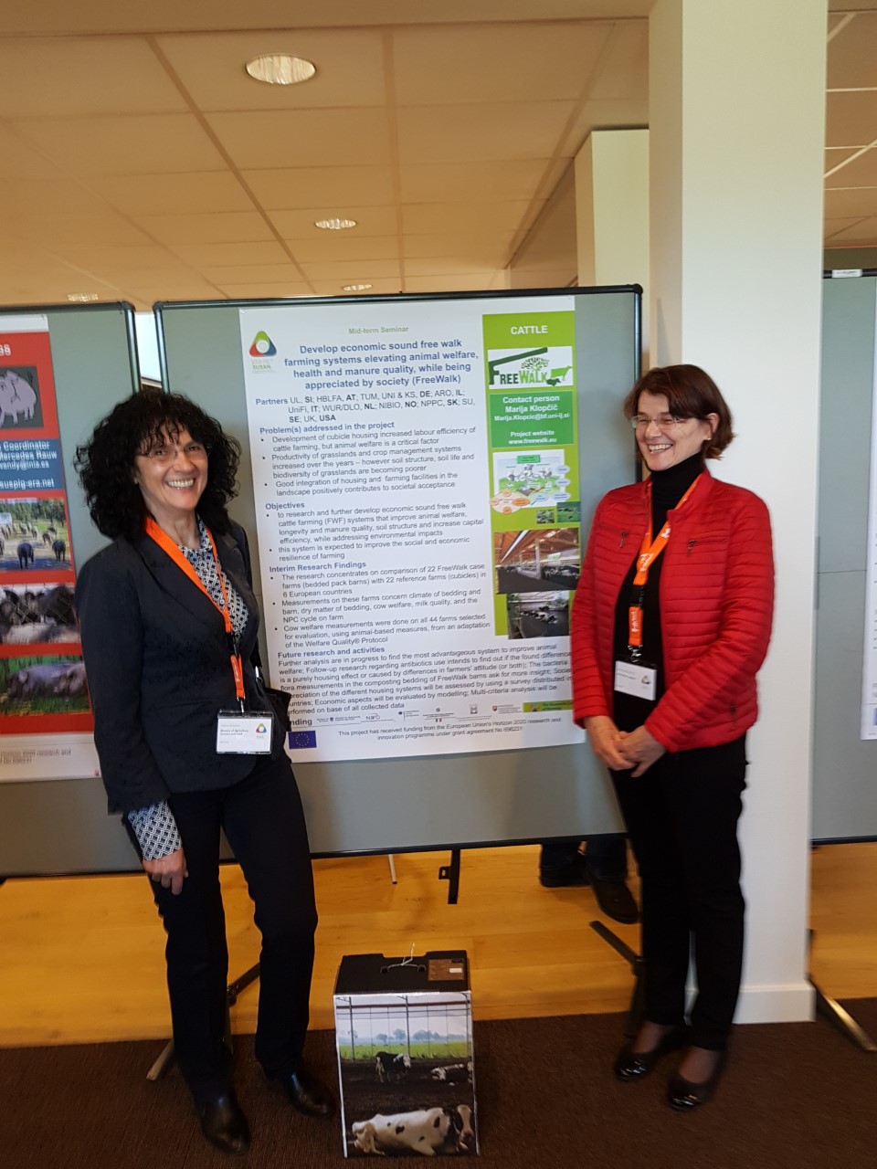 Mrs Jana Erjavec from Slovenian Ministry of Agriculture, Forestry and FreeWalk project coordinator Marija Klopčič before poster of FreeWalk project Mrs Jana Erjavec from Slovenian Ministry of Agriculture, Forestry and FreeWalk project coordinator Marija Klopčič before poster of FreeWalk project